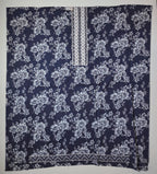 Floral Nightfall: Unstitched Suit with Intricate Lace Detail
