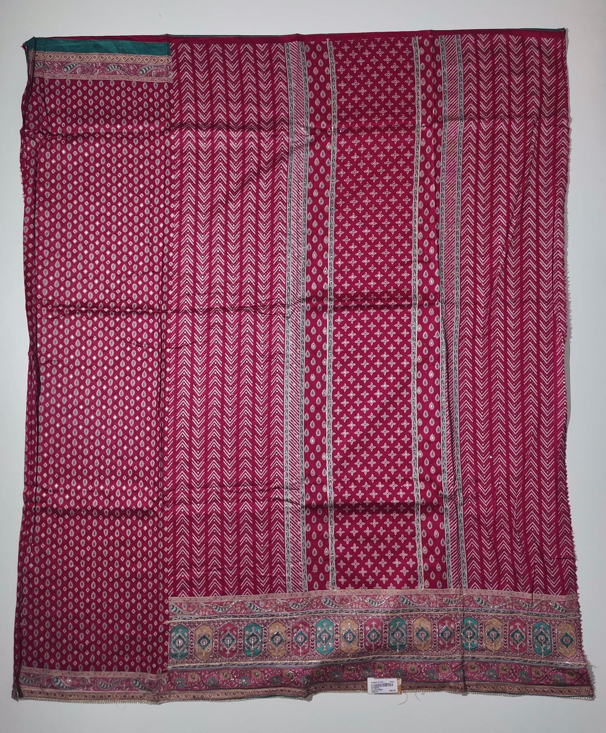 Festive Maroon & Teal Unstitched Suit – Embrace Traditional Flair",