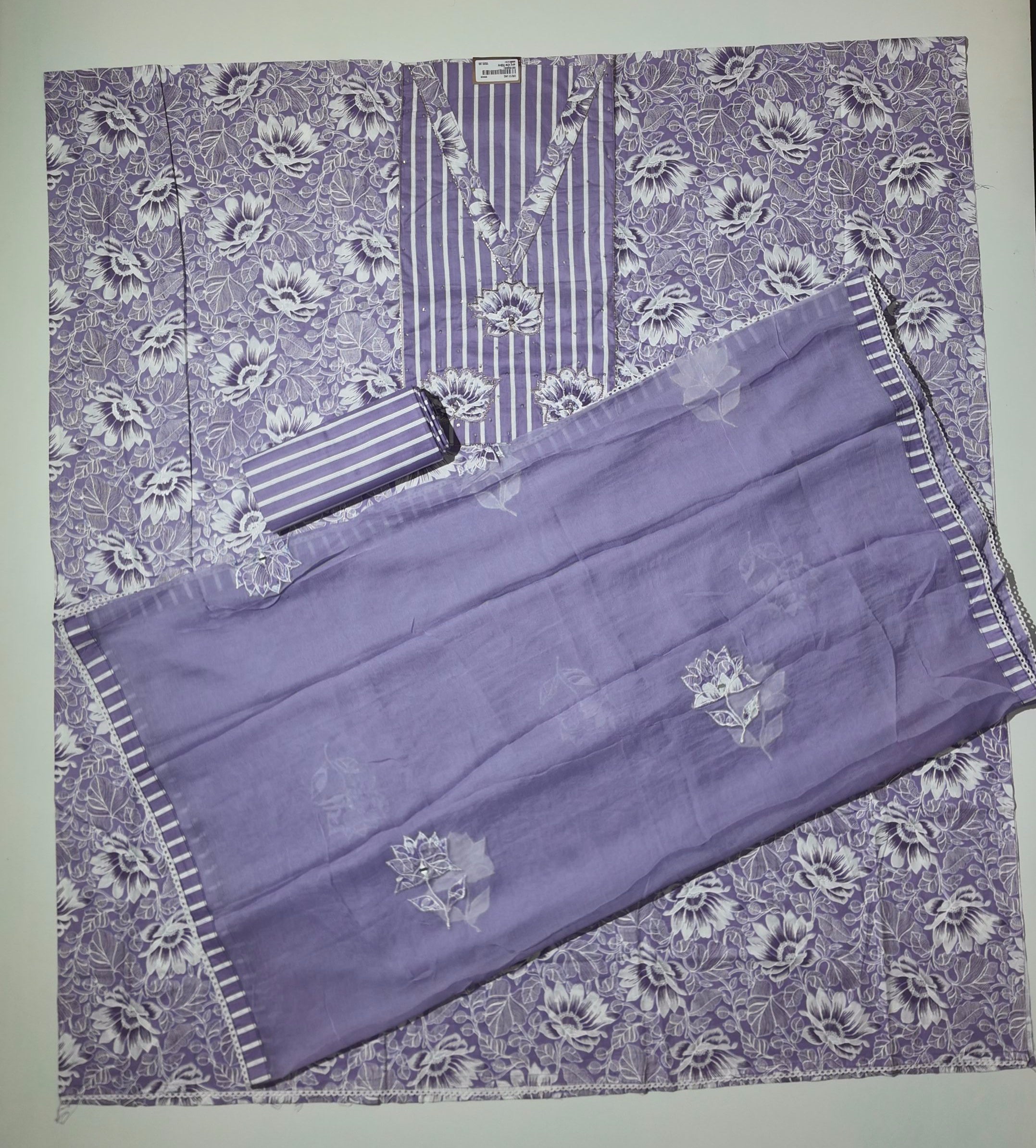 Lavender Blossom Unstitched Suit: Embrace Floral Elegance