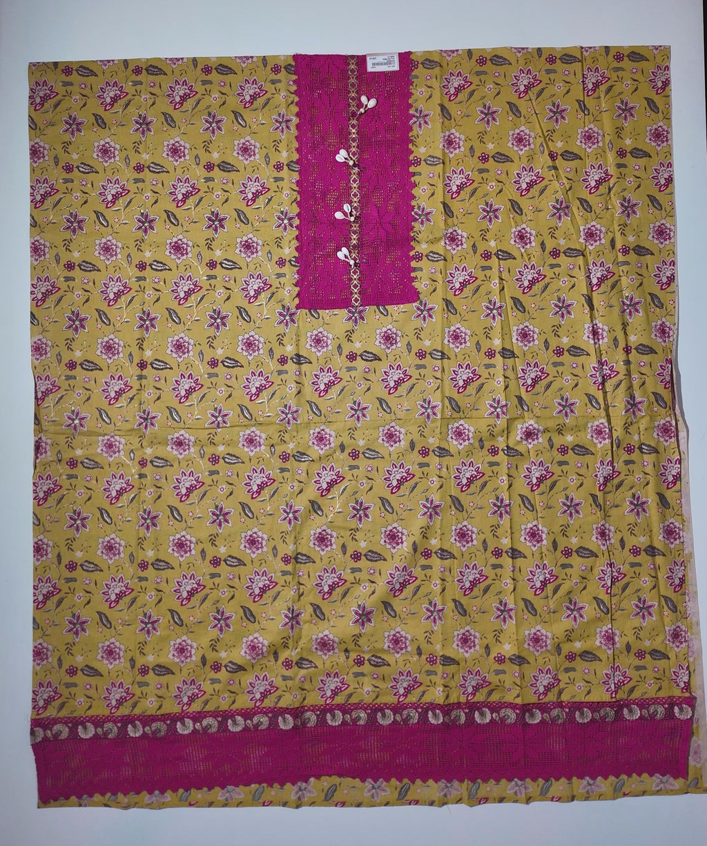Vibrant Fuchsia and Sunshine Unstitched Suit with Exquisite Embroidery