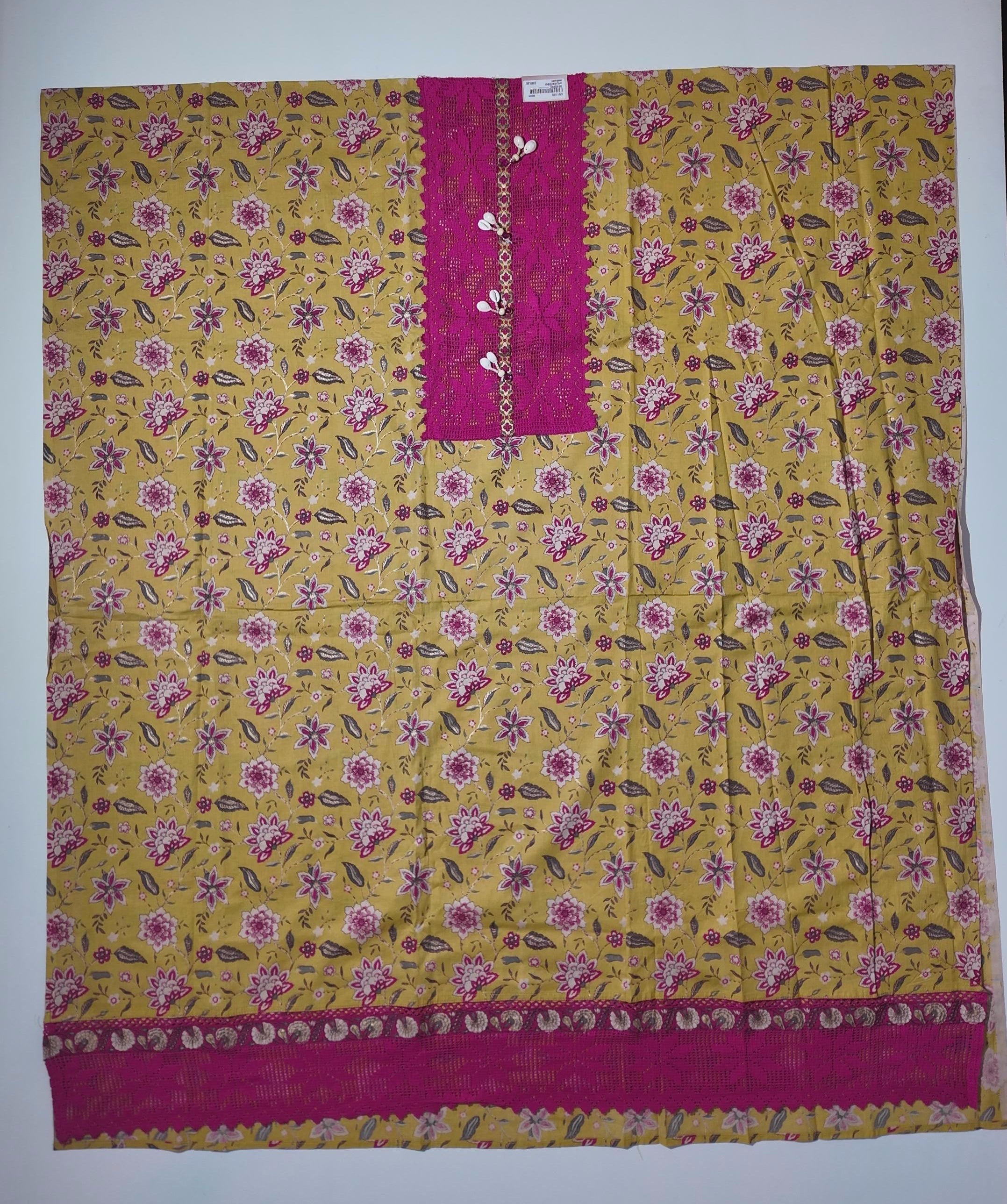 Vibrant Fuchsia and Sunshine Unstitched Suit with Exquisite Embroidery