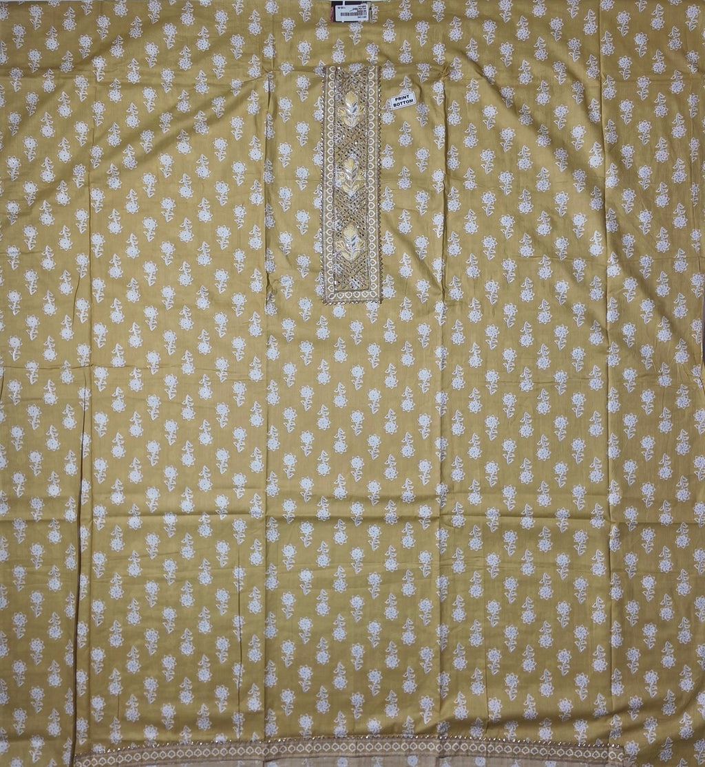 Golden Blossom: Artisan Crafted Unstitched Suit Fabric