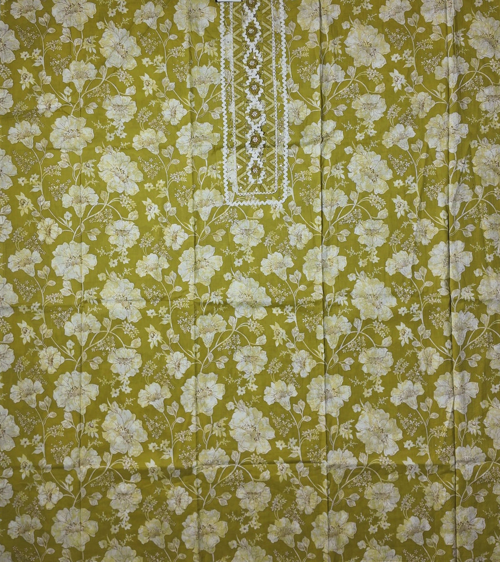 Zestful Bloom: Unstitched Mustard Floral Ensemble