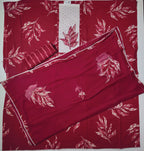 Chic Crimson Canvas: Unstitched Embroidered Delight