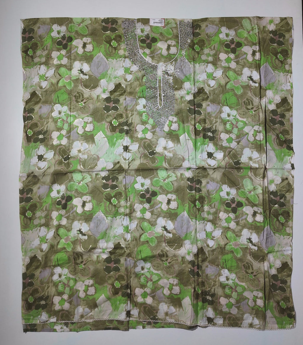Verdant Blossom: Unstitched Suit with Intricate Sequin Design