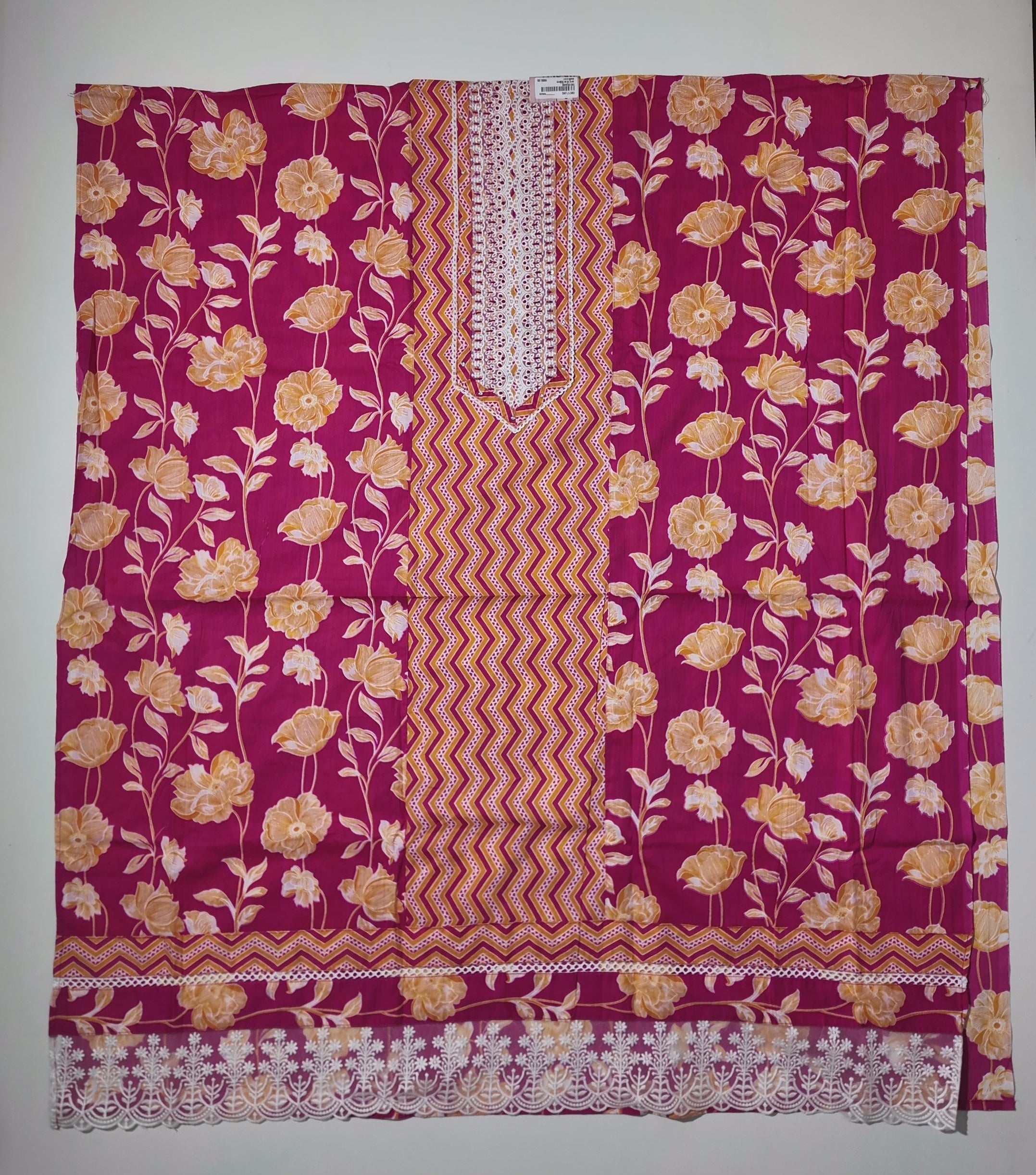 Vibrant Chevron Blossom Unstitched Suit Set