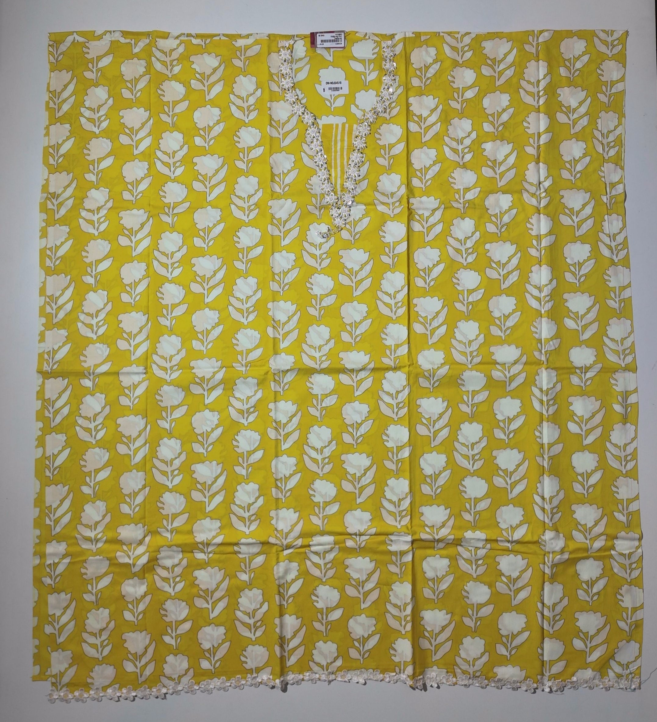 Vibrant Floral Yellow Unstitched Suit with Artistic Embroidery",