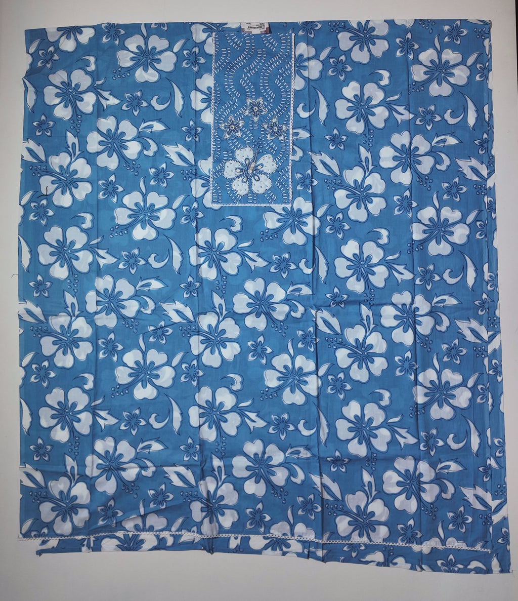 Vibrant Azure Blossom Unstitched Suit: A Canvas of Comfort