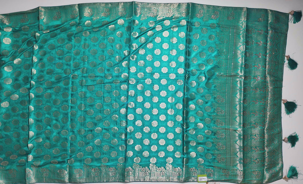 Teal Radiance: Handcrafted Banarasi Silk Saree",