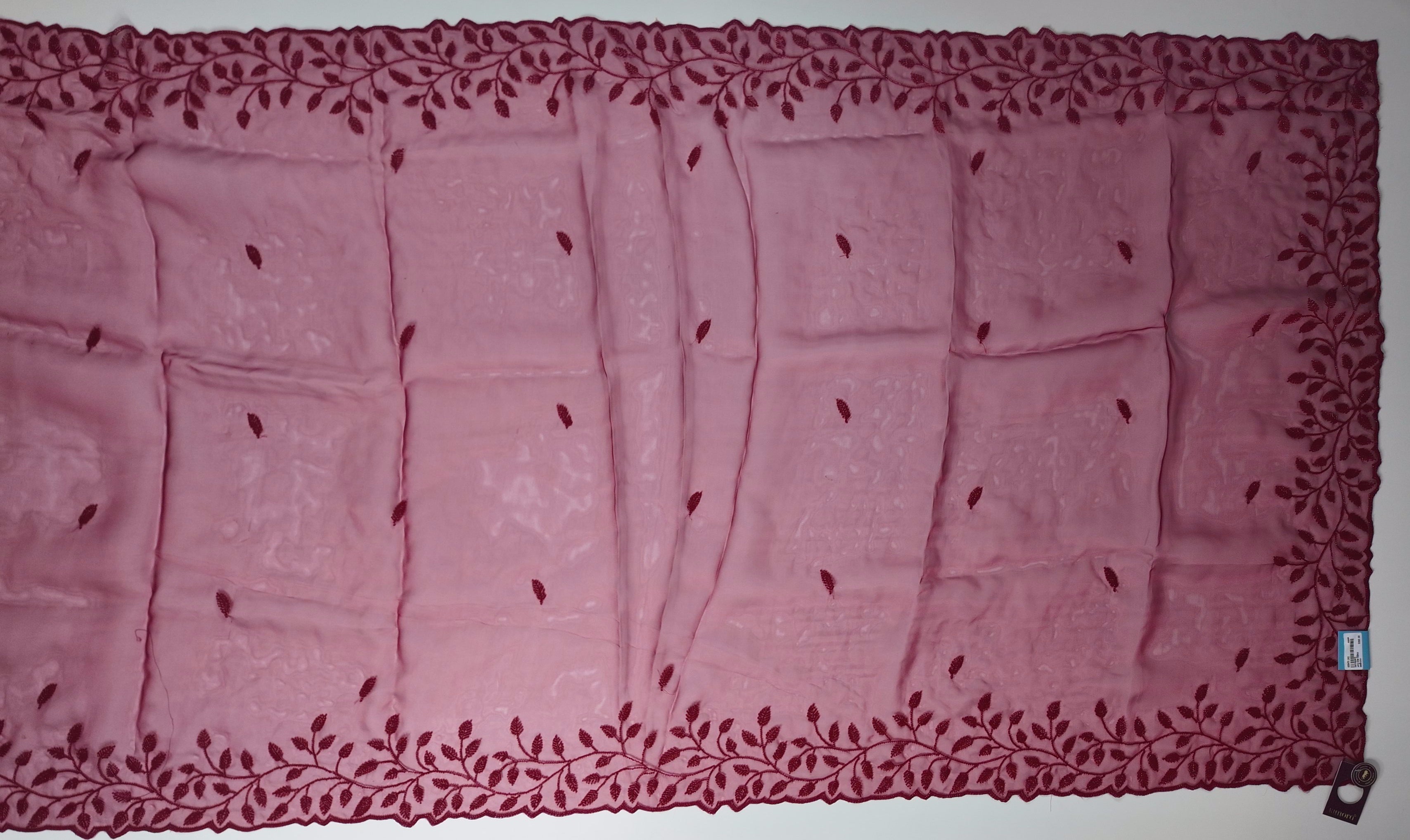 Crimson Radiance: Embroidered Sheer Delight Saree",