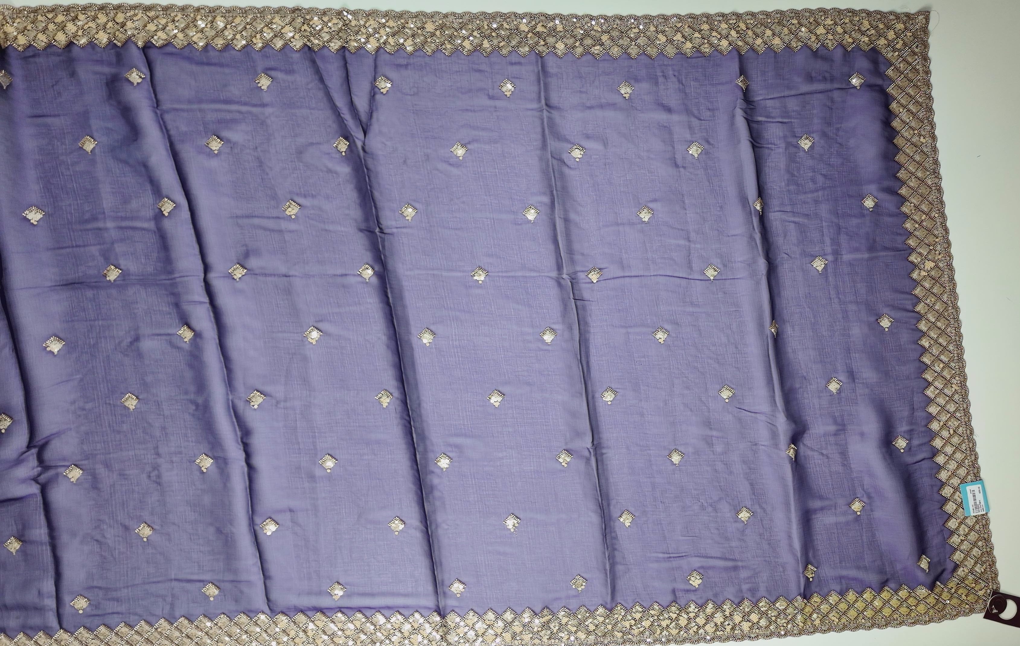 Royal Indigo Saree with Intricate Sequin Detailing",