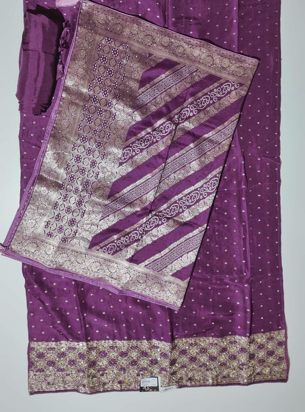 Regal Velvet Glam: Luxurious Unstitched Suit with Gold Embellishments