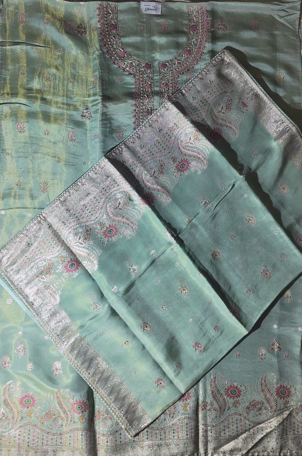 Serene Blossom Unstitched Suit with Intricate Embroidery",