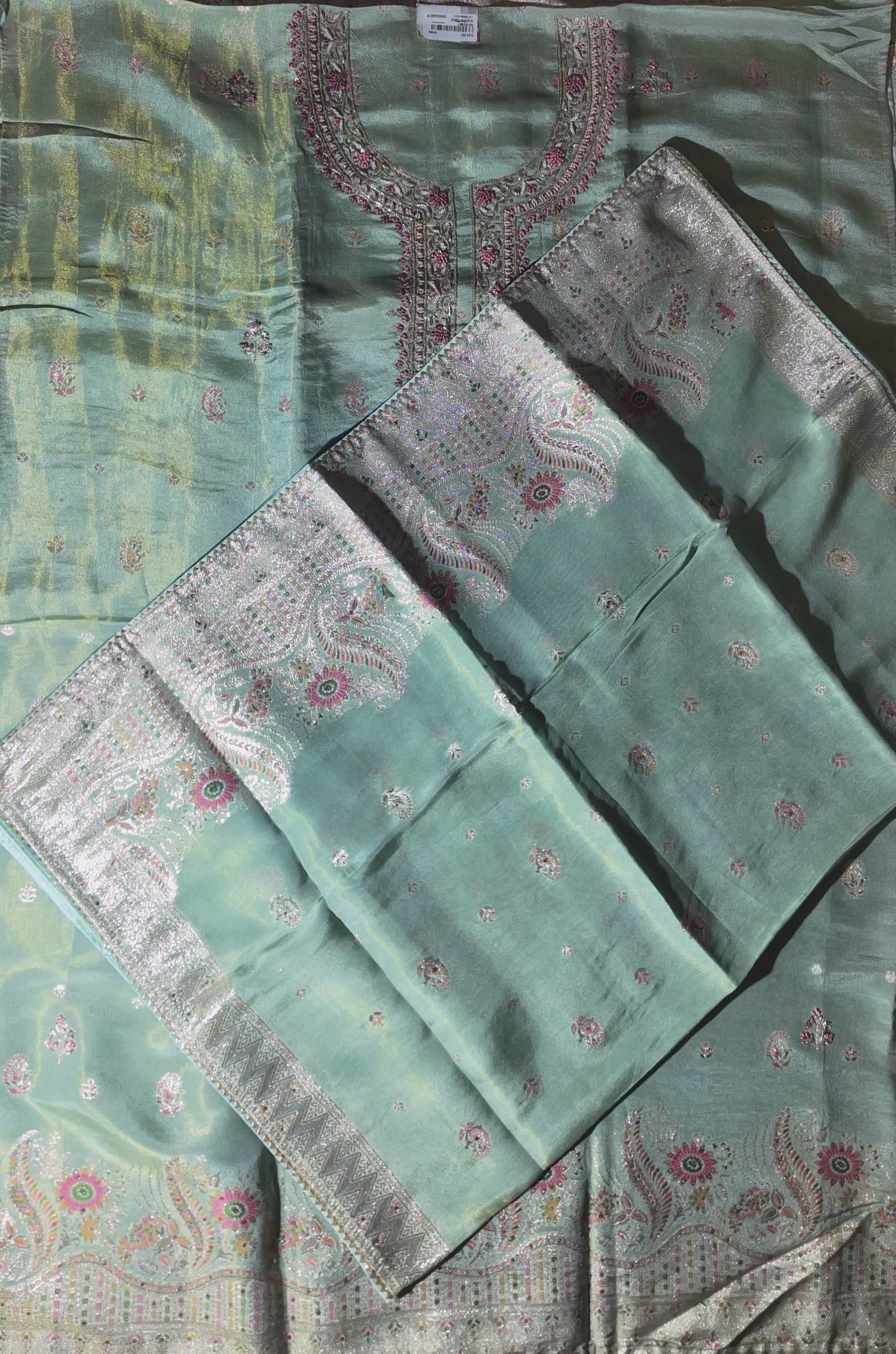 Serene Blossom Unstitched Suit with Intricate Embroidery",