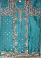 Exquisite Teal Chikan Embroidery Unstitched Suit - Regal Collection