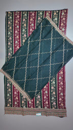 Rich Maroon & Green Floral Tapestry Unstitched Suit