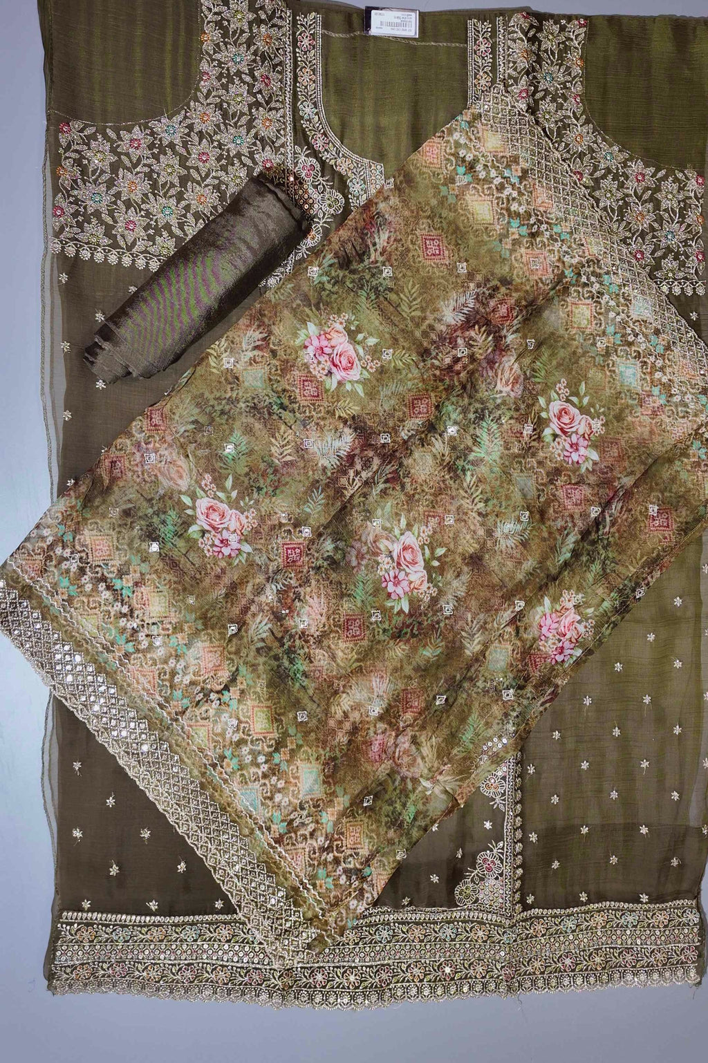 Luxurious Unstitched Floral Splendor Suit – Perfect for Festive Gatherings",