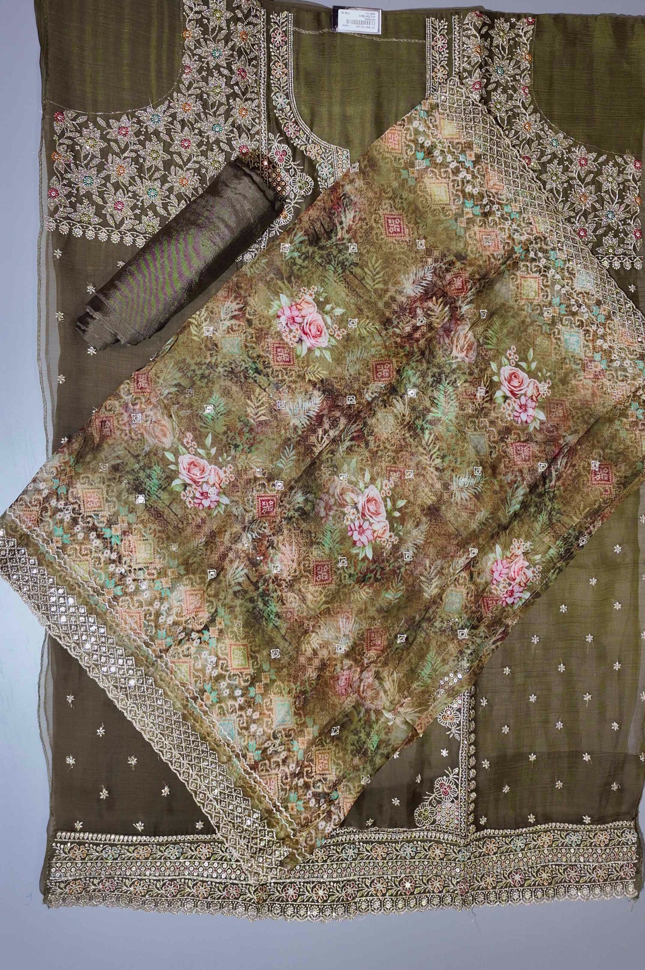 Luxurious Unstitched Floral Splendor Suit – Perfect for Festive Gatherings",