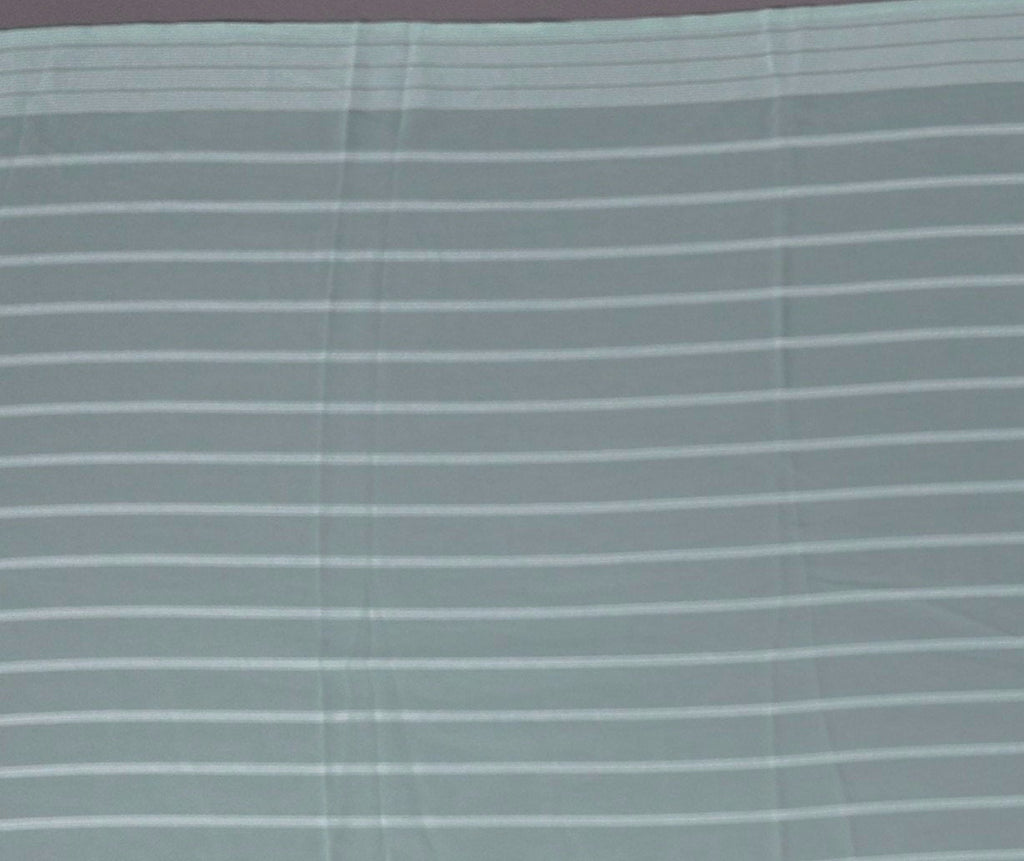 Aqua Luster: Luxe Striped Shimmer Saree",