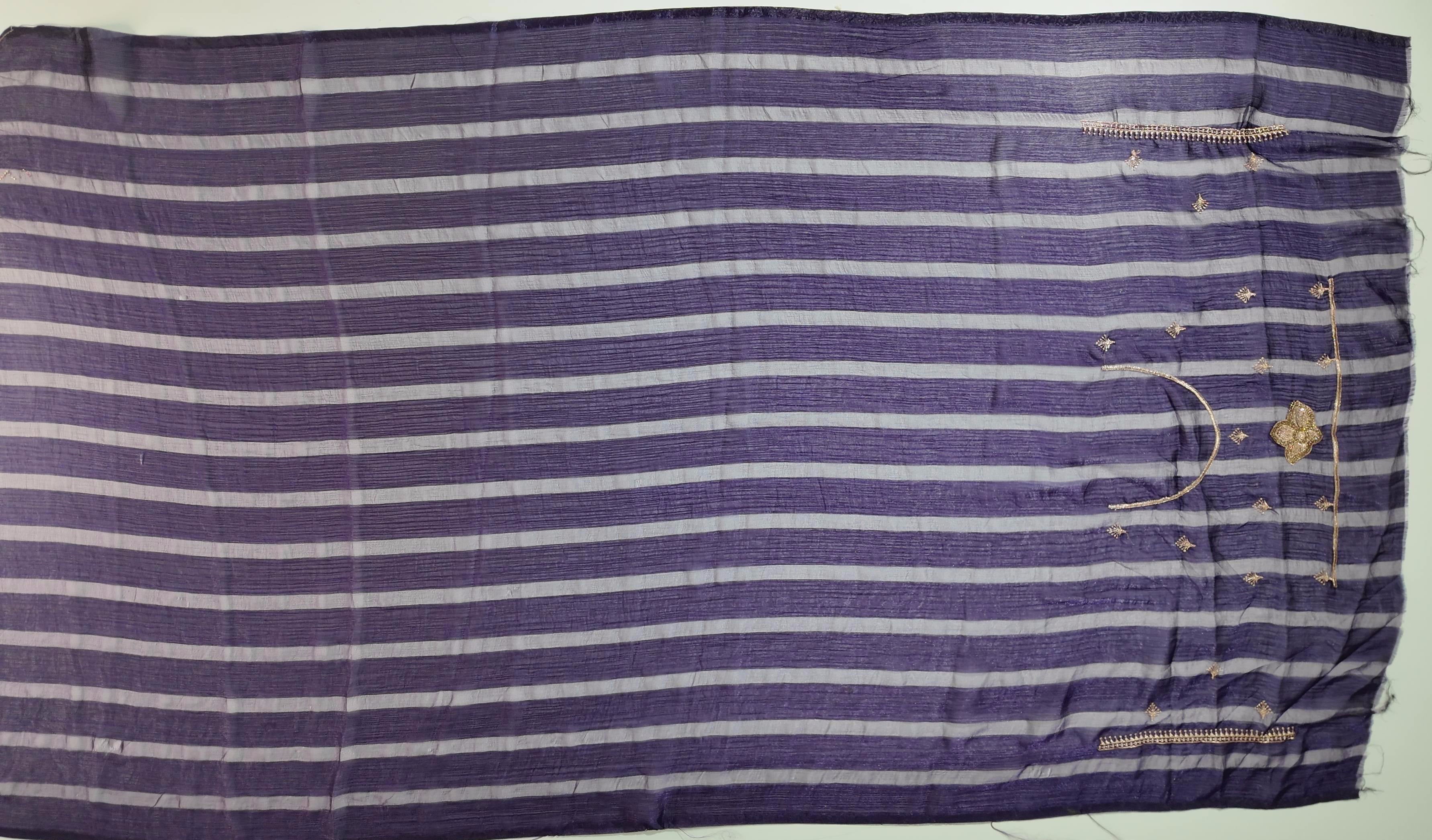 Regal Midnight Saree with Intricate Floral Embroidery",