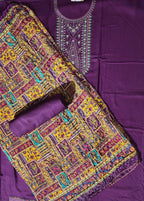 Regal Plum Unstitched Suit with Intricate Embroidery