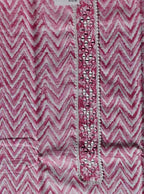 Zigzag Allure: Pink Chevron Unstitched Suit with Mirror Embellishments