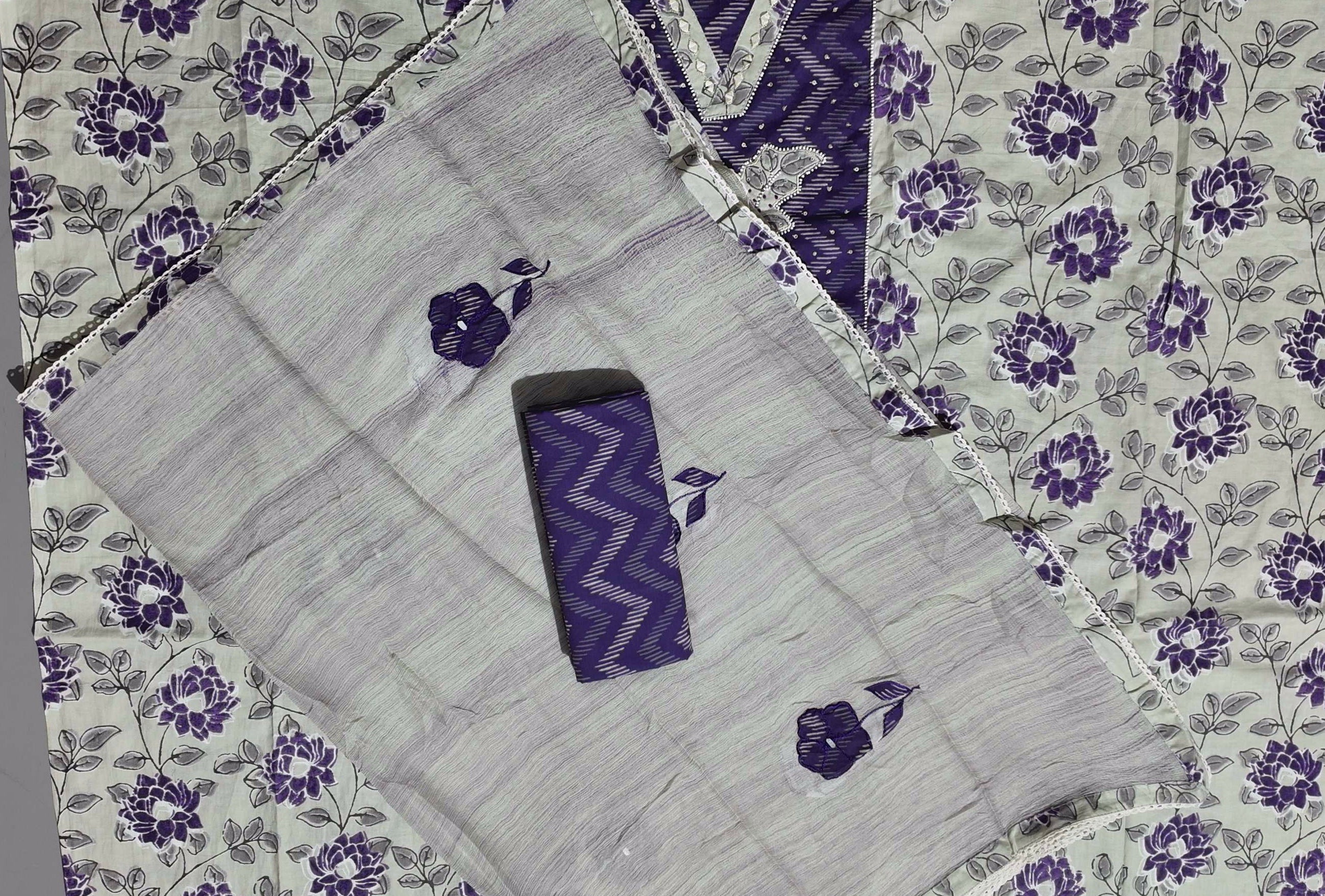 Vibrant Violet Unstitched Suit: Festive Radiance Collection",