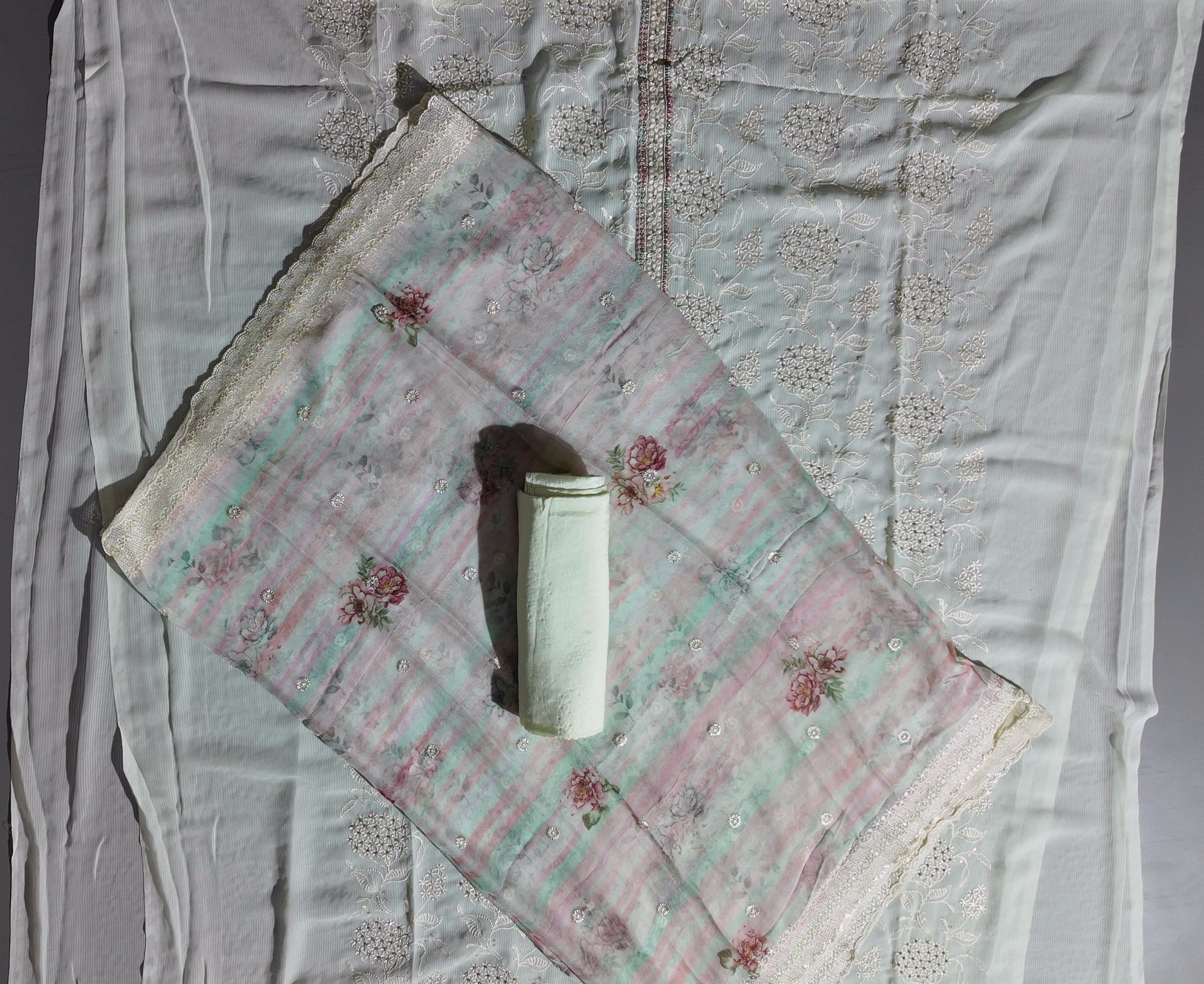 Blossoming Ivory Charm: Unstitched Suit for Every Occasion