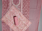 Blossom Delight: Unstitched Embroidered Suit in Coral Hues