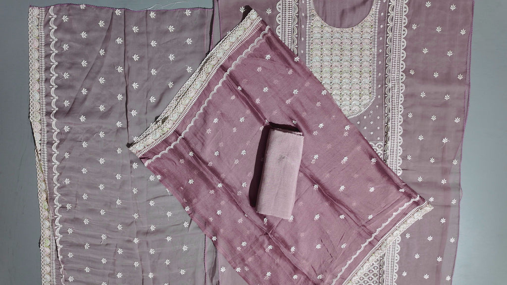 Mystic Mauve Unstitched Ensemble with Delicate Embroidery