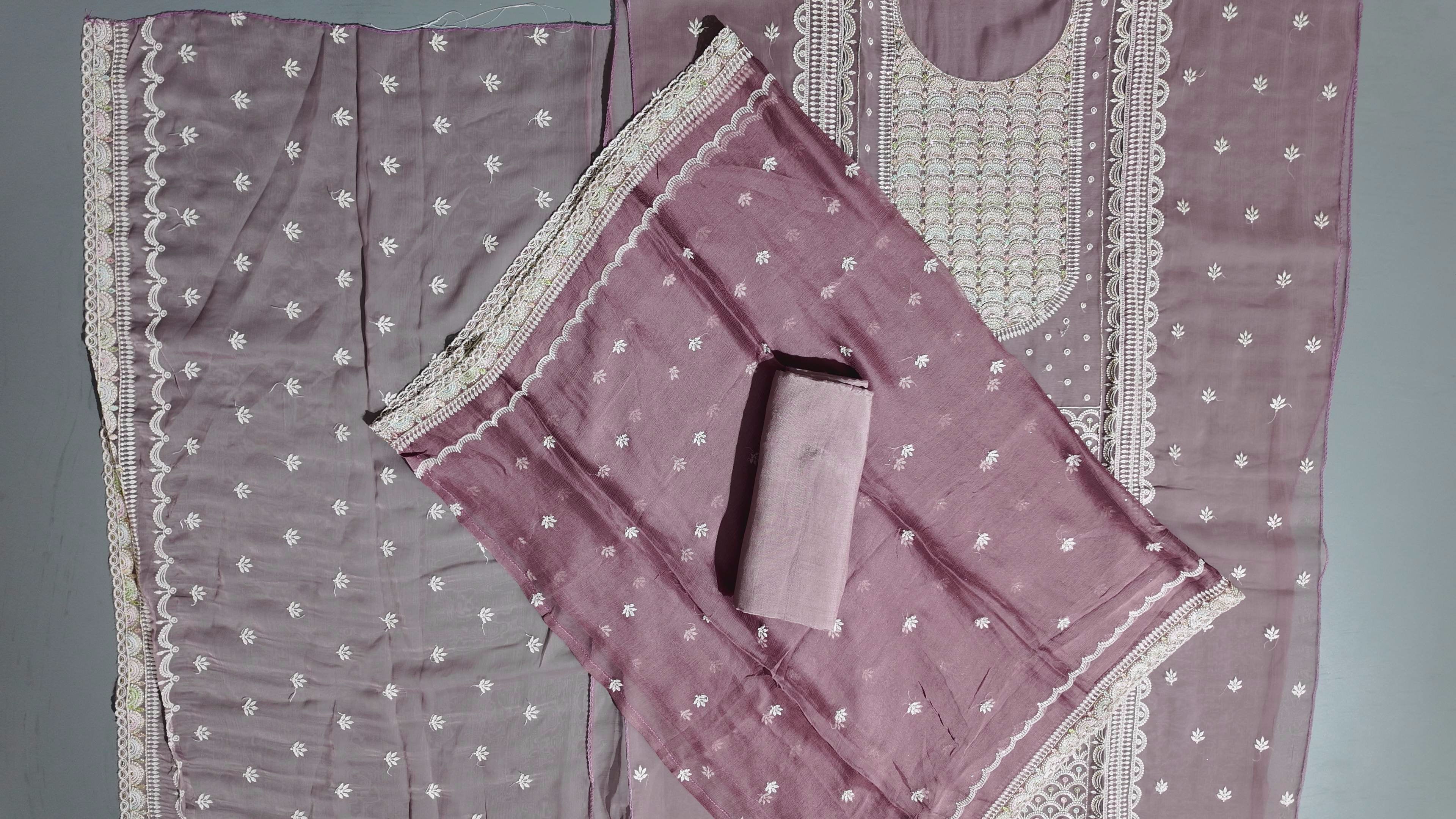 Mystic Mauve Unstitched Ensemble with Delicate Embroidery