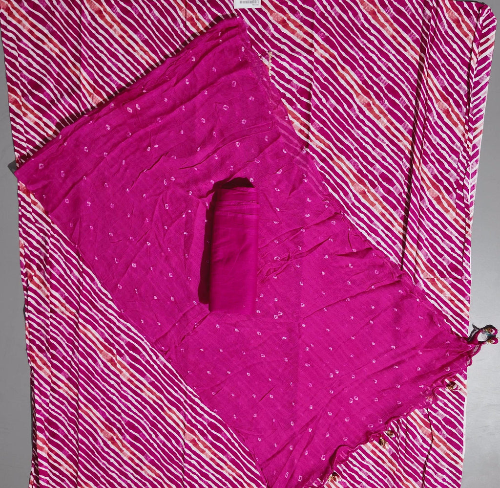 Vibrant Fuchsia Symphony: Unstitched Suit for Festive Flair",