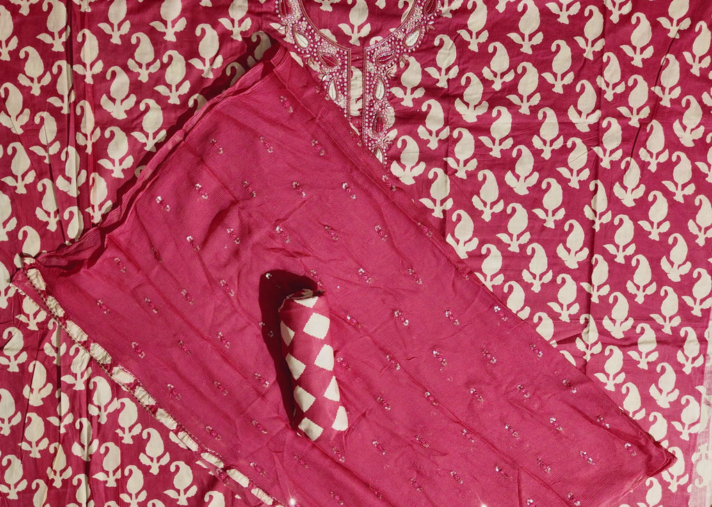 Festive Unstitched Suit with Intricate Embroidery",