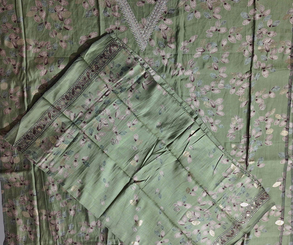 Whimsical Forest Unstitched Suit for Festive Gatherings",