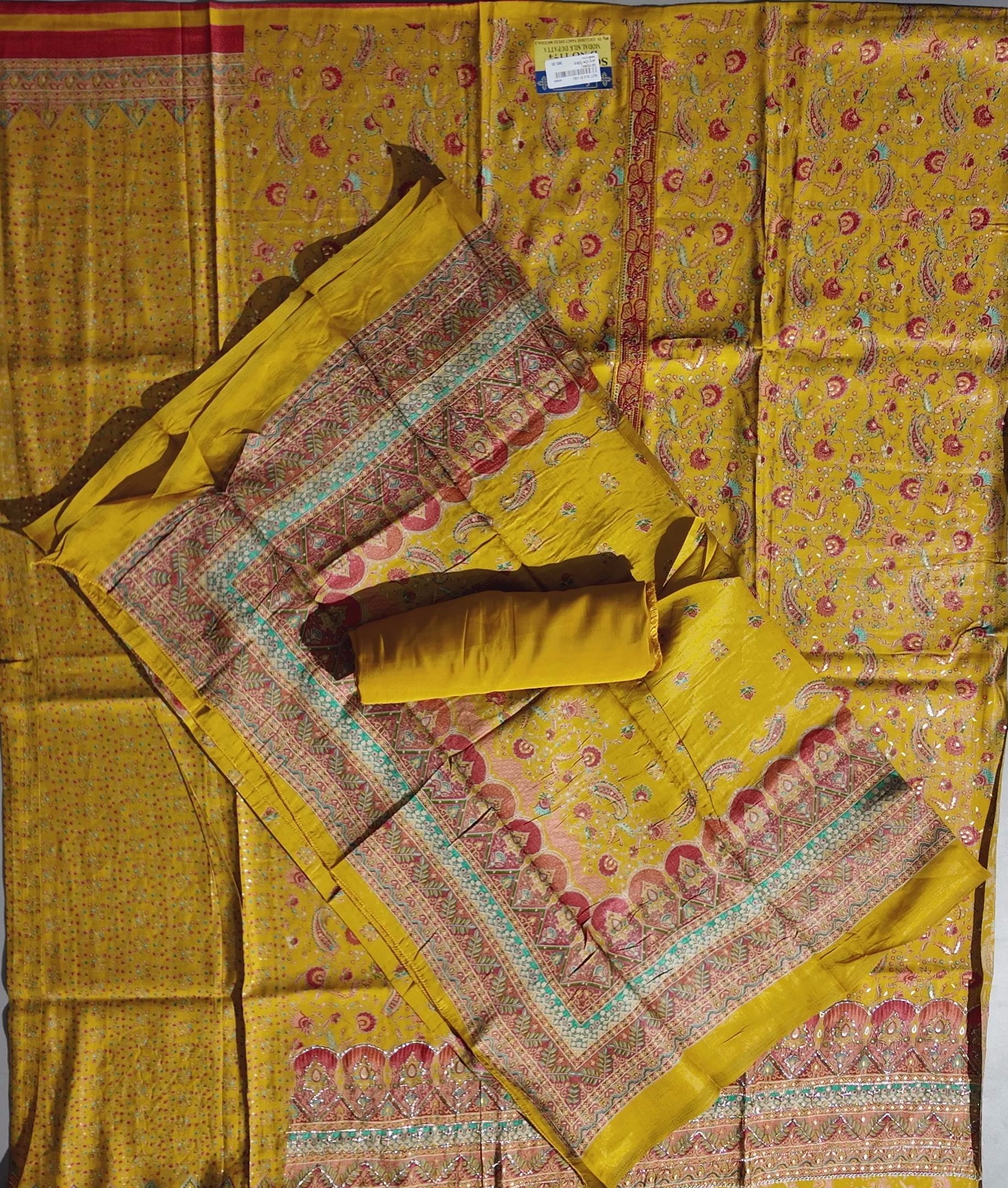 Sun-Kissed Yellow Unstitched Suit: A Canvas of Tradition",