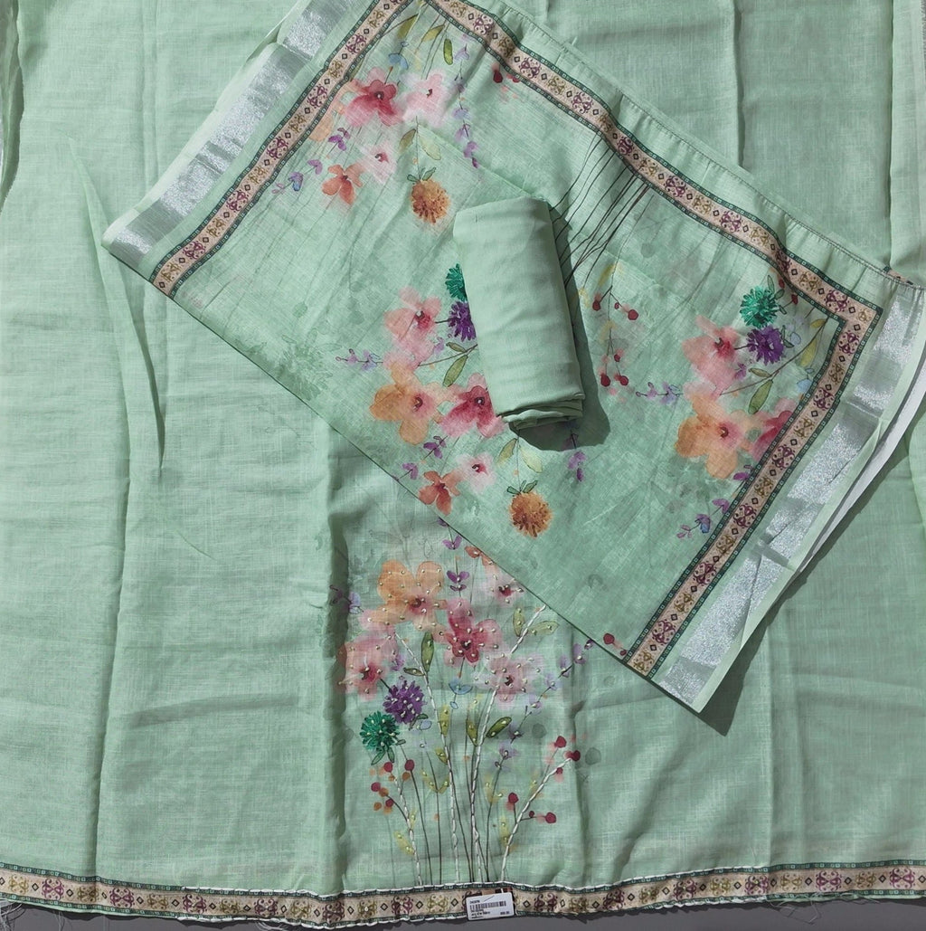 Blossom Dream: Artistic Unstitched Suit with Floral Elegance