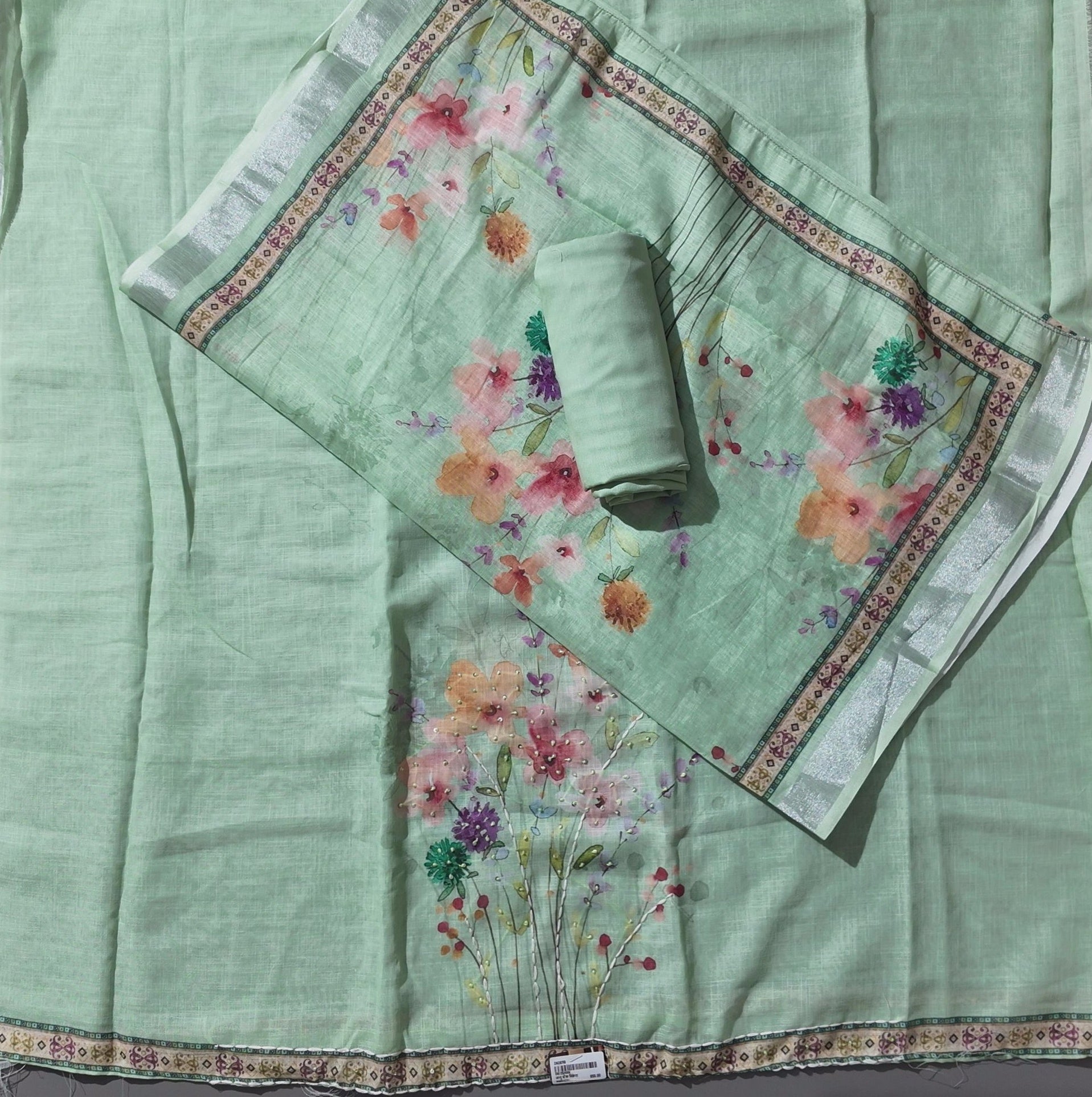 Blossom Dream: Artistic Unstitched Suit with Floral Elegance
