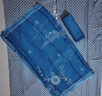 Midnight Blooms: Indigo Unstitched Suit for Festive Gatherings