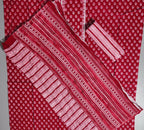 Crimson Blossom Unstitched Suit with Intricate Craftsmanship