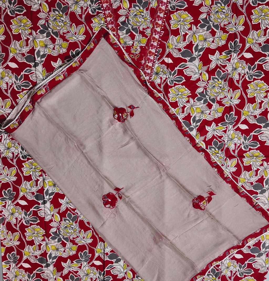 Vibrant Floral Bliss: Comfort Unstitched Suit Set