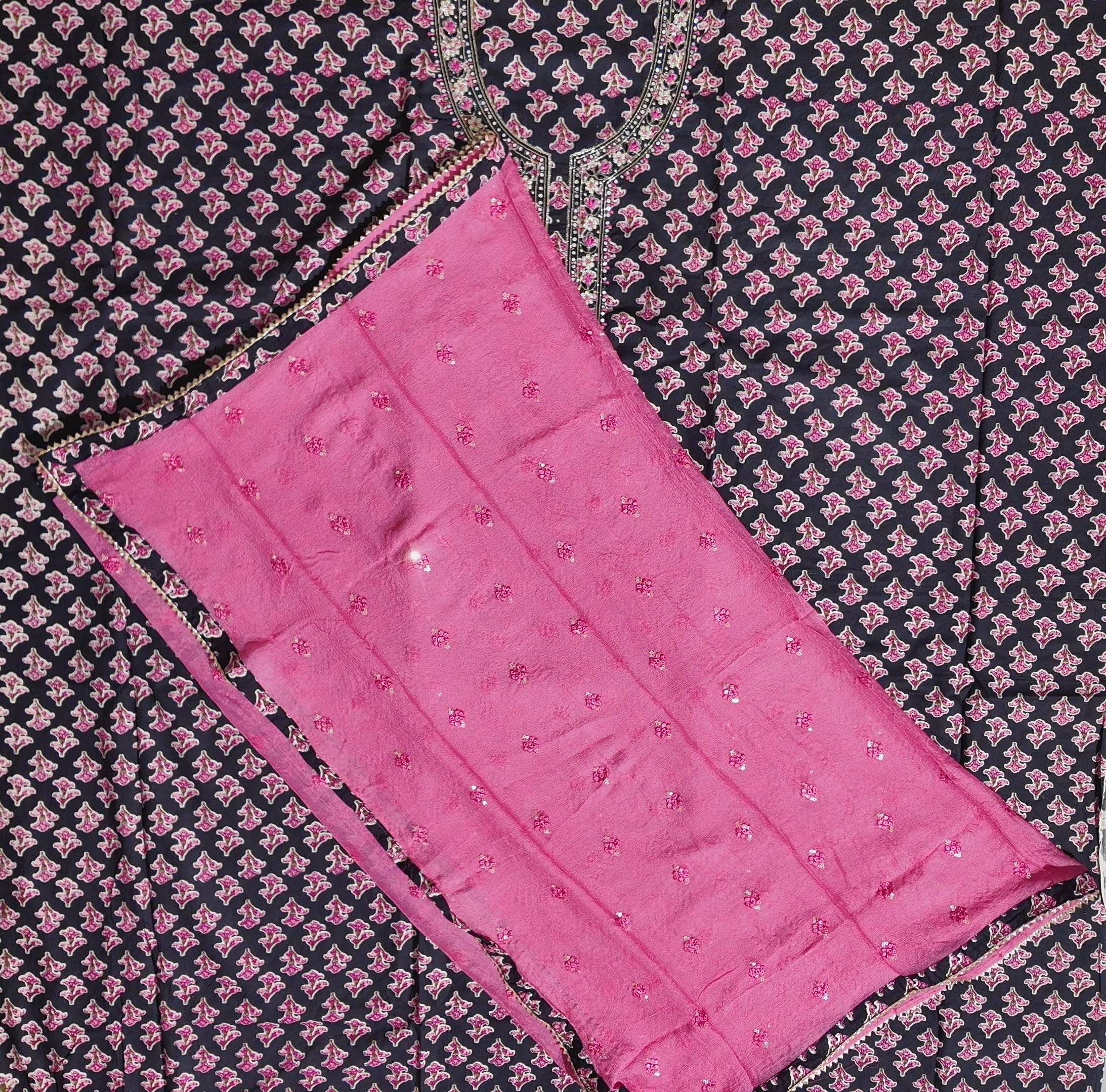 Charismatic Floral Delight: Unstitched Embroidered Elegance",