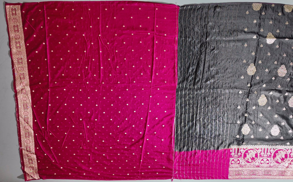 Opulent Festive Fuchsia Tapestry Unstitched Suit",