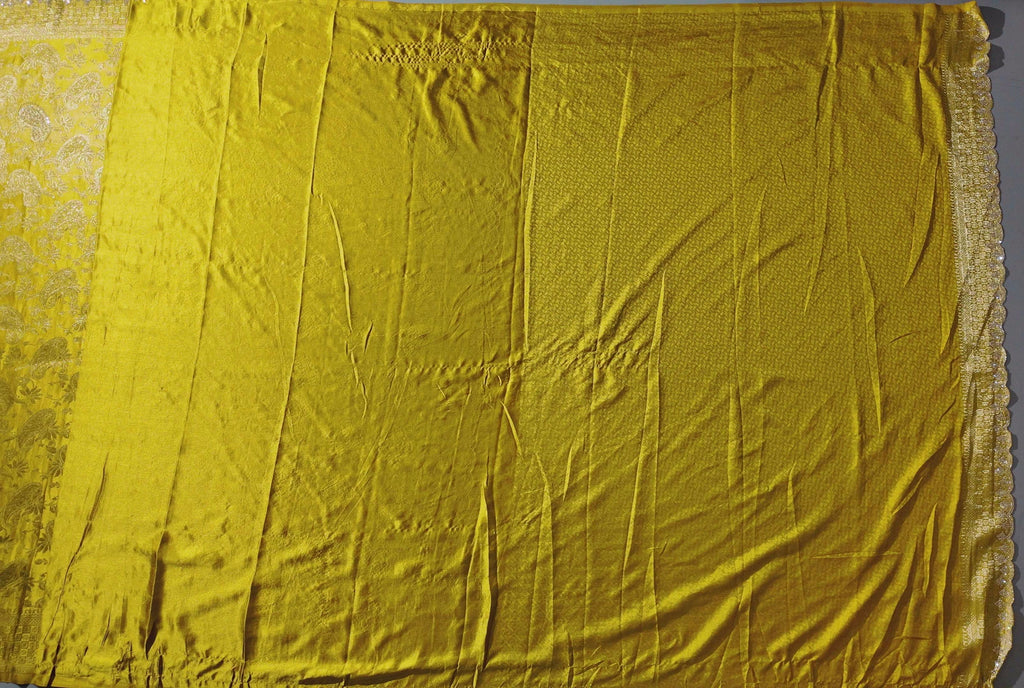 Regal Golden Paisley Unstitched Suit for Festive Elegance",