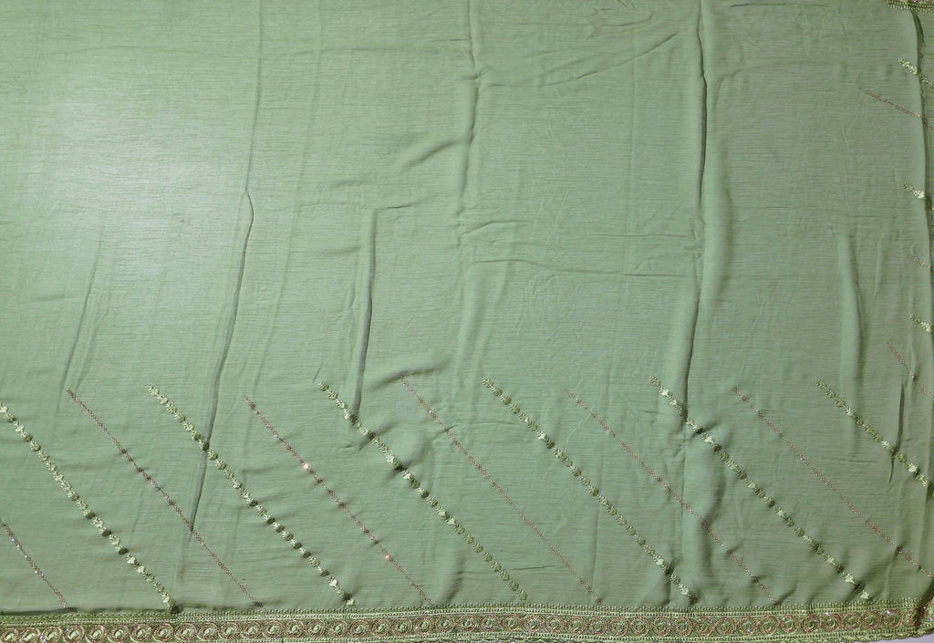 Lush Green Artistry: Handcrafted Unstitched Ensemble",