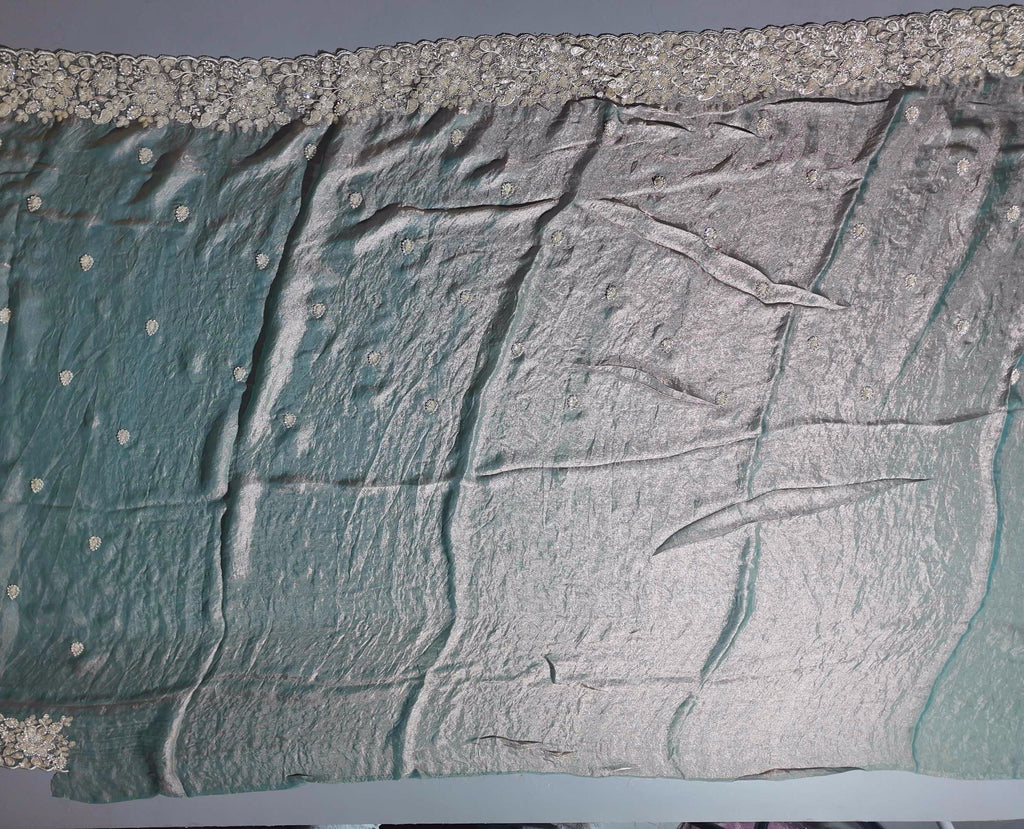 Opulent Green Saree with Exquisite Gold Embroidery",