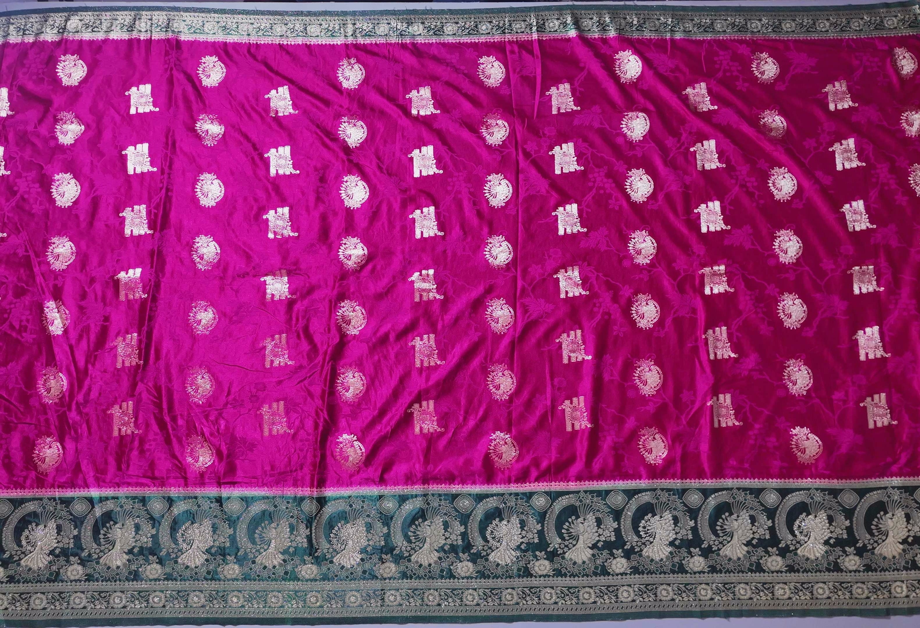 Opulent Emerald Splendor Silk Saree",