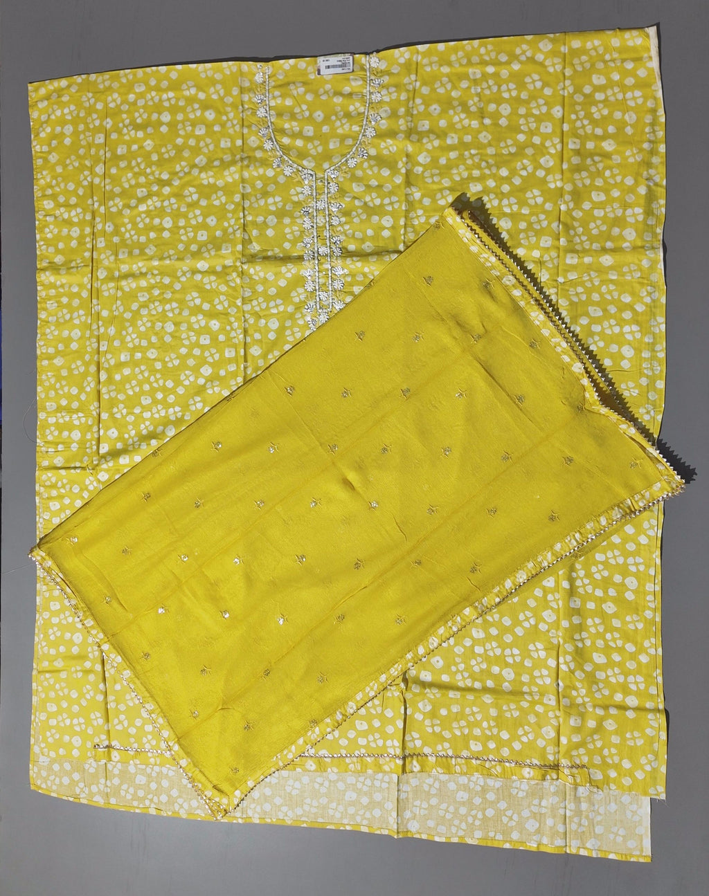 Sunlit Charm: Handcrafted Yellow Unstitched Suit",