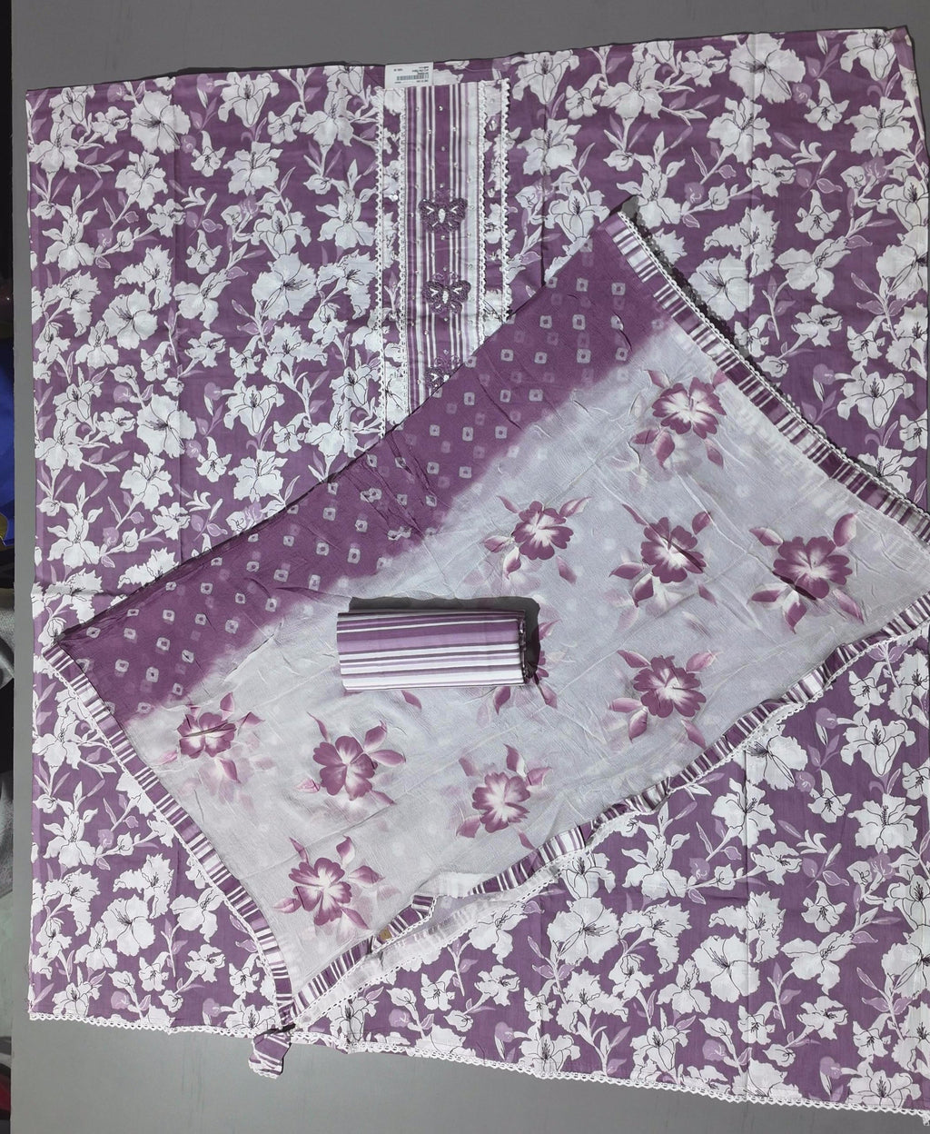 Vibrant Lavender Floral Unstitched Suit Set – Pure Comfort