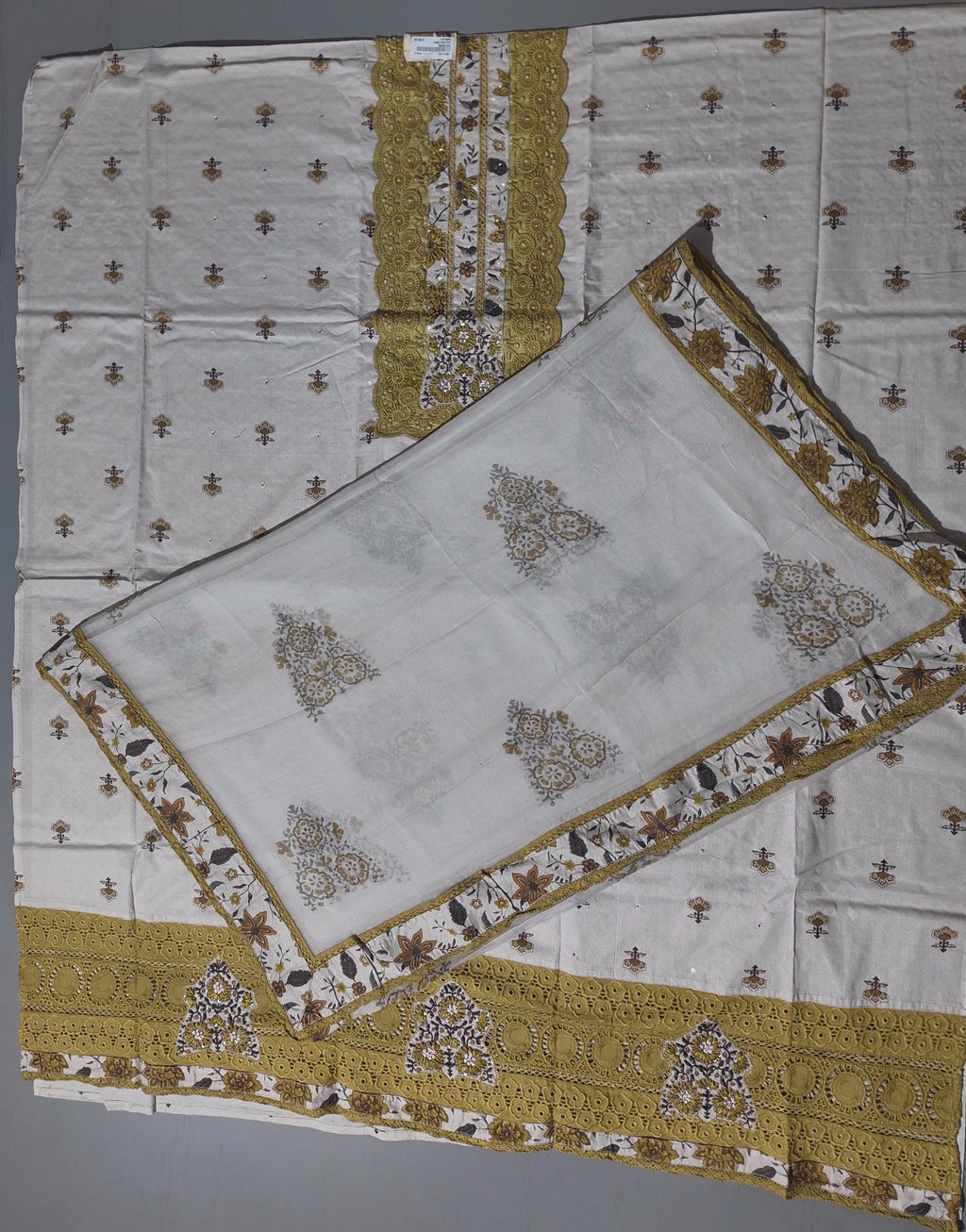 Radiant Gold Embroidered Unstitched Suit - Festive Delight",