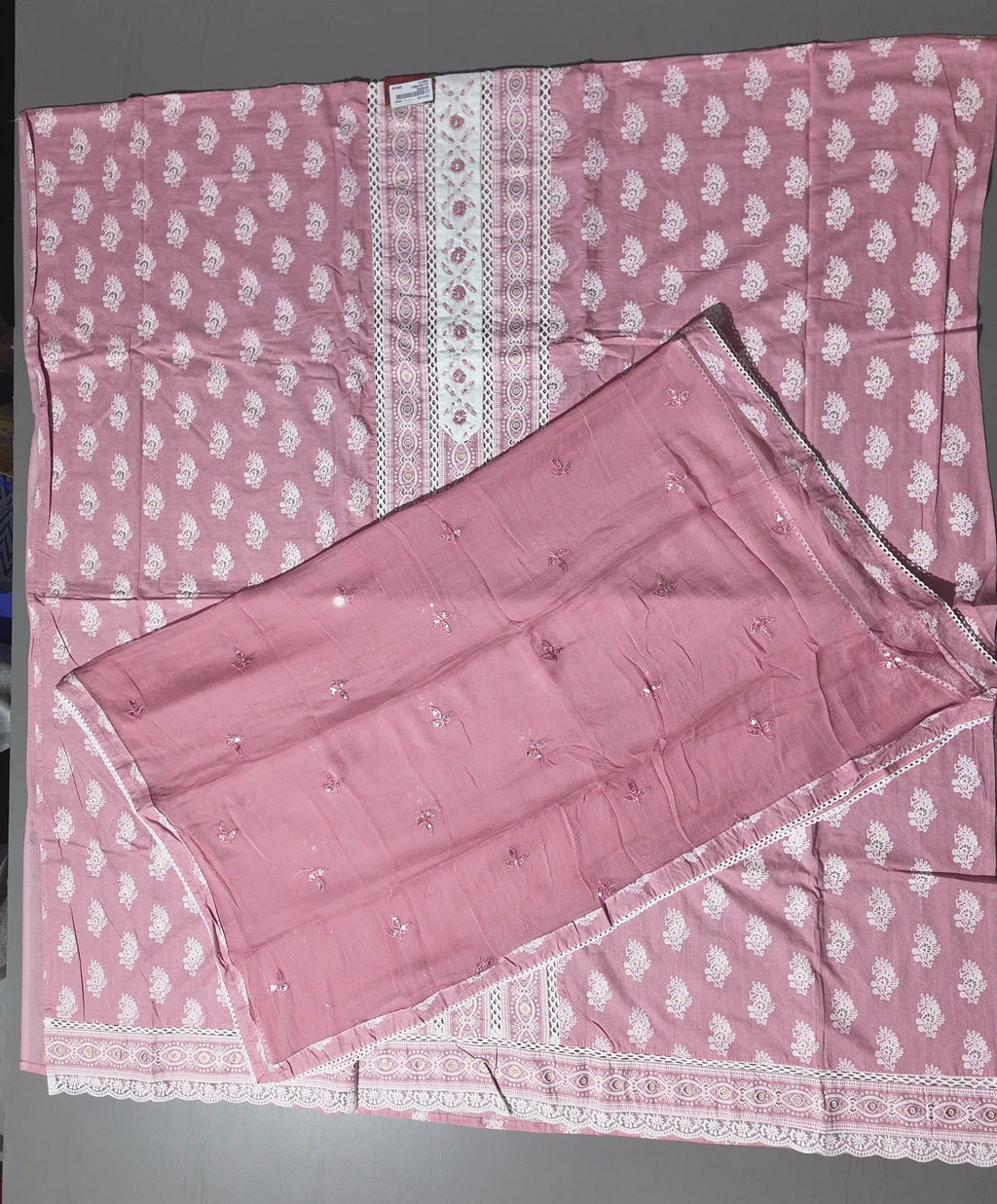 Chic Blossom Pink Unstitched Suit - Embroidered Elegance